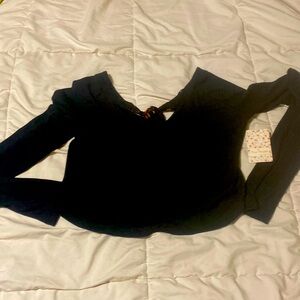 Free people long sleeve open back shirt